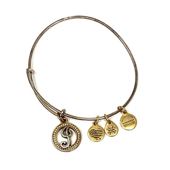 Alex and Ani Initial I Charm Bracelet Gold Finish - Expands 2"- 3.5" - Picture 1 of 2